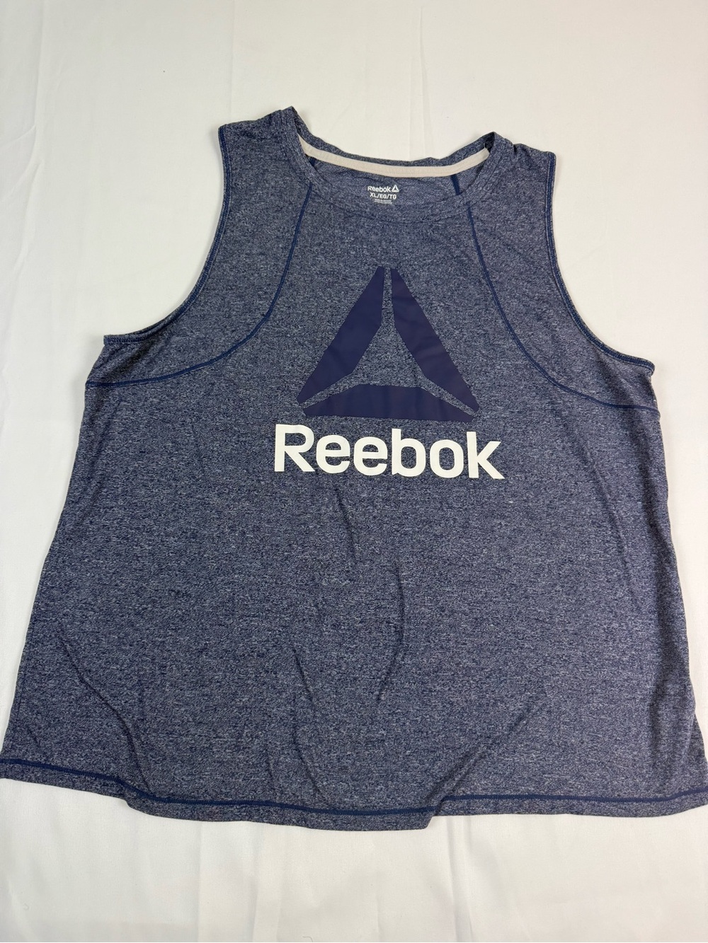 Reebok Navy Heather Logo Muscle Tank